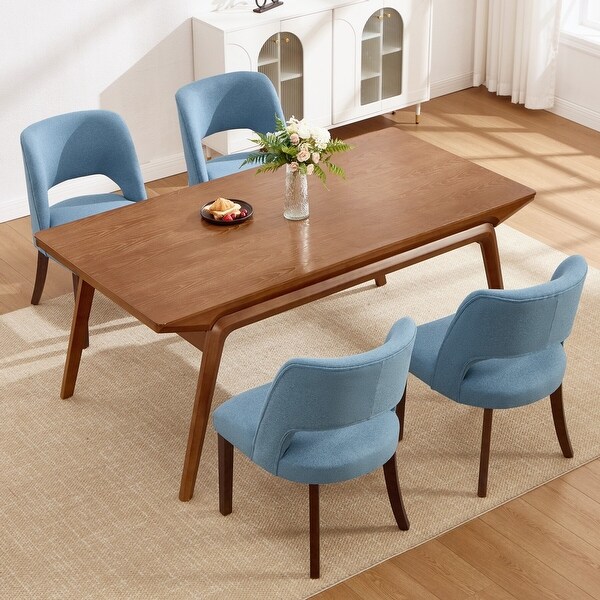 HOMYKA Solid Hardwood Fabric Dining Chair, Mid-Century Modern - On