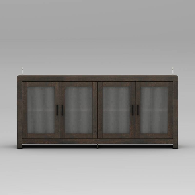 Acrylic Doors Creative White/Brown Buffet Sideboard Bookcase Accent Storage Cabinet: Elegant Storage with Rich Wood Grain Finish