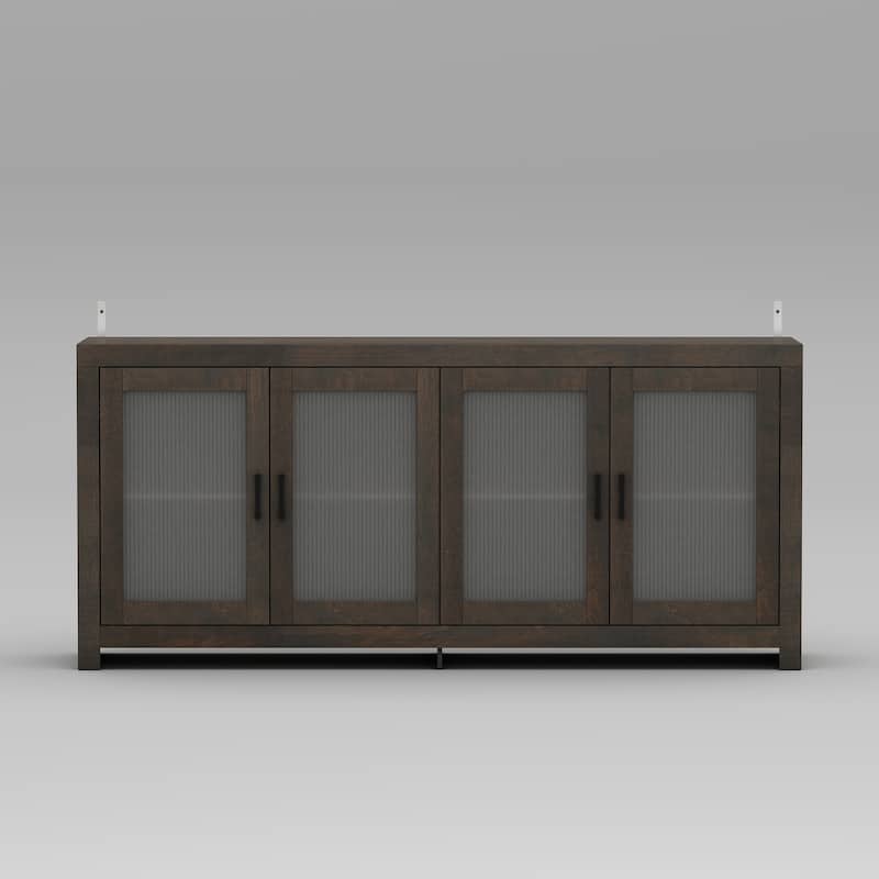 Acrylic Doors Creative White/Brown Buffet Sideboard Bookcase Accent Storage Cabinet: Elegant Storage with Rich Wood Grain Finish