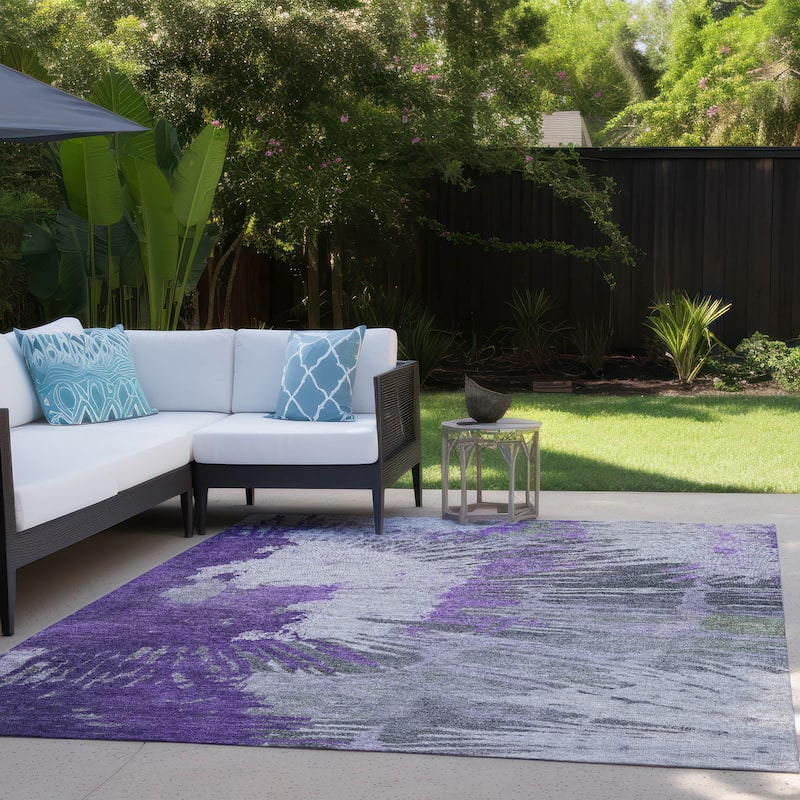 Machine Washable Indoor/ Outdoor Chantille Modern Burst Rug