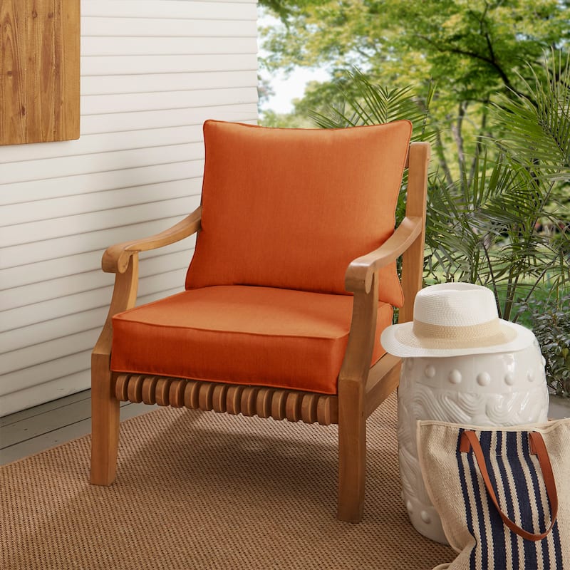 Kokomo Solid Color Sunbrella Fabric Lounge Pillow and Cushion Set - 23.5 in w x 23 in d - Rust