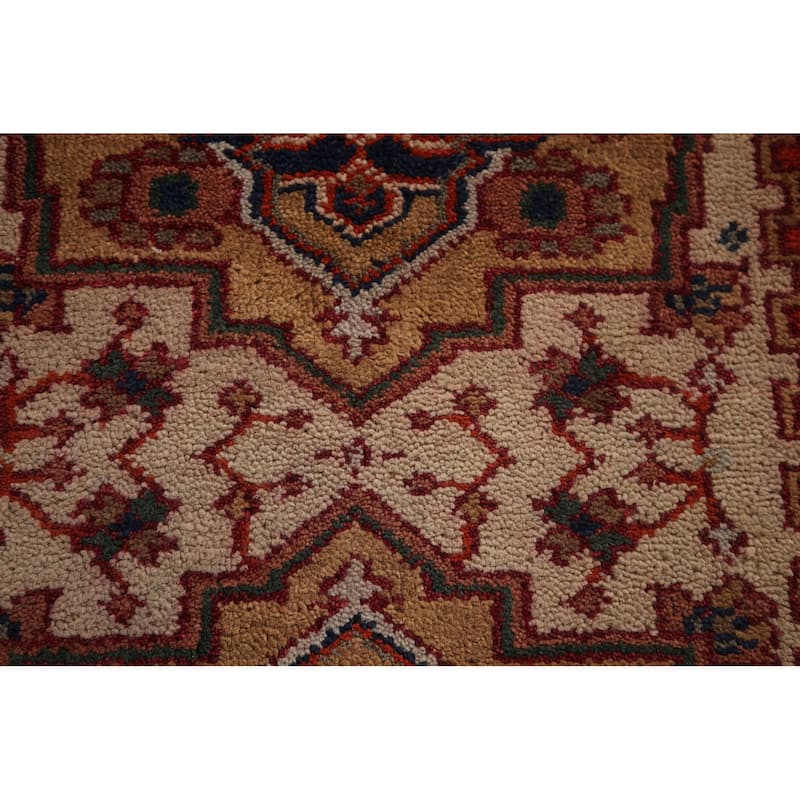 Geometric Heriz Serapi Oriental Runner Rug Hand-Knotted Wool Carpet - 2'8"x 9'11"