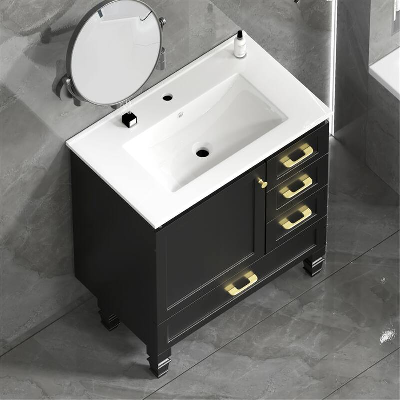 30" Bathroom Vanity with 1 Soft Close Doors and 3 Drawers