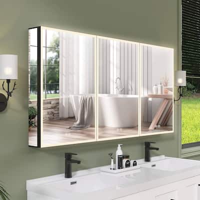 60'' W 30'' H Recessed Frameless Medicine Cabinet Mirror 9 Adjustable