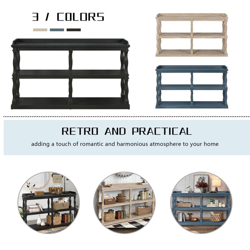 Console Table with 3-Tier Open Storage Spaces