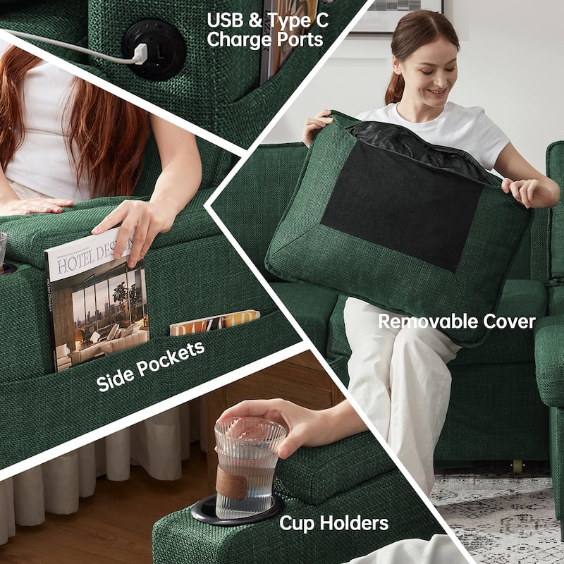 Convertible Sleeper Sofa 3-in-1 Pull Out Sectional Sofa Bed L/U-Shaped Couch with Storage Chaise