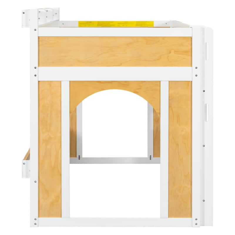 Loft Bunk Bed with Storage Shelves, Window and Two Doors by Harper&Bright Designs