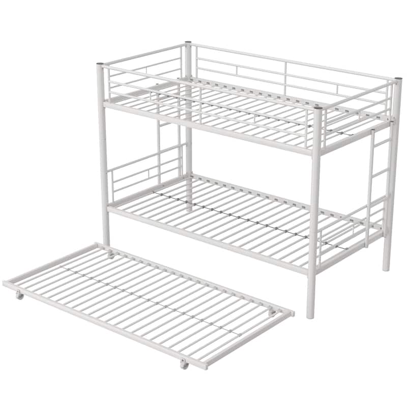 VECELO Twin Over Twin Metal Bunk Bed Frame for Kids Teens, Heavy Duty Noise-Free Platform Bed, Storage Space