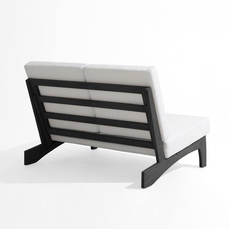 4 Set Outdoor Patio Teak Wood Club Chairs Loveseat with Cushion