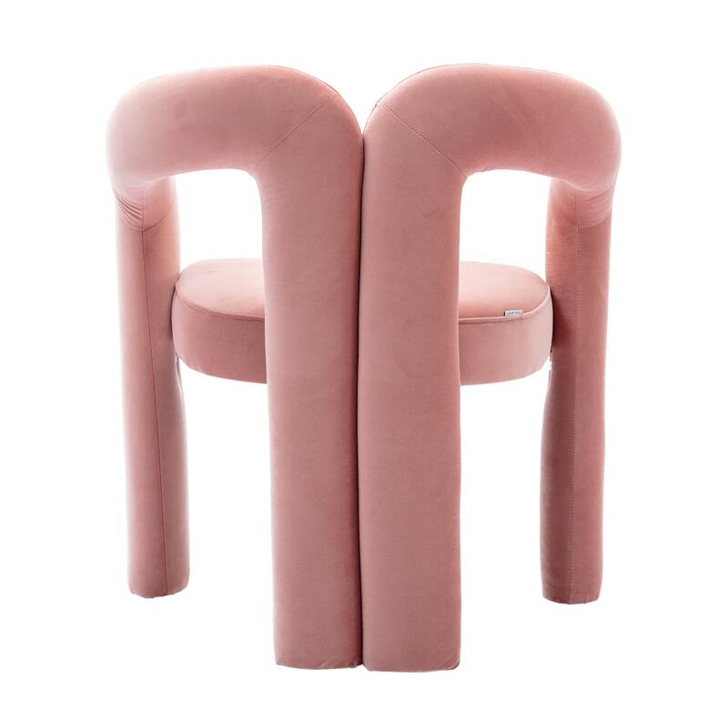 Pink Modern 25.2" Upholstered Accent Chair with Curved Circular Backrest and High-Density Foam (Set of 2)