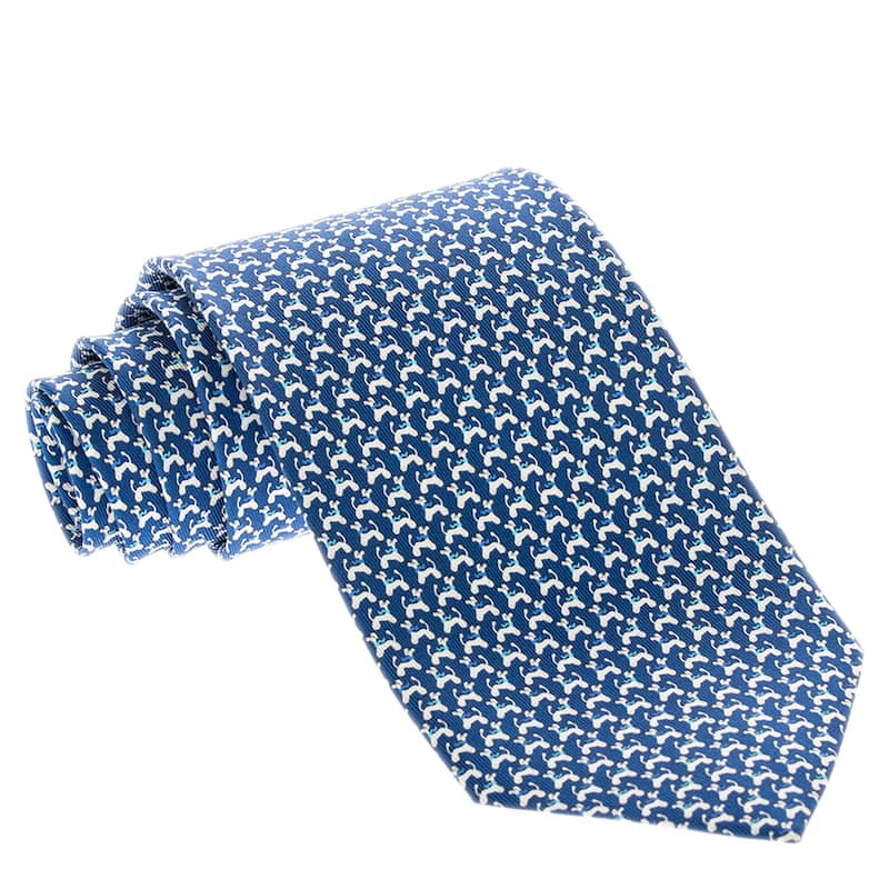 Salvatore Ferragamo Poodle Print Tie - Blue, White, and Light Blue