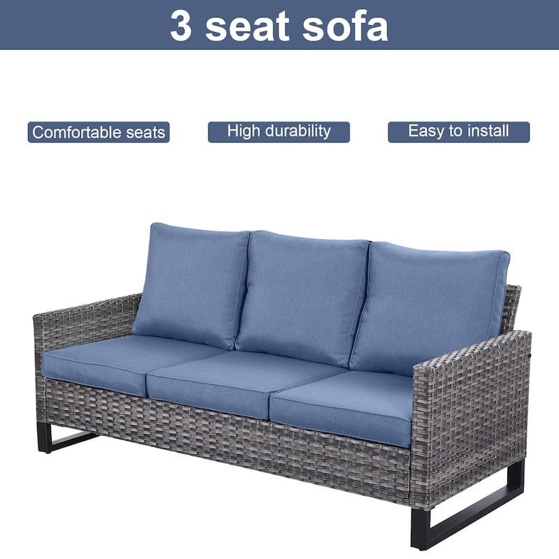 Gymojoy 3-Seat Outdoor Sofa, All-Weather PE Wicker