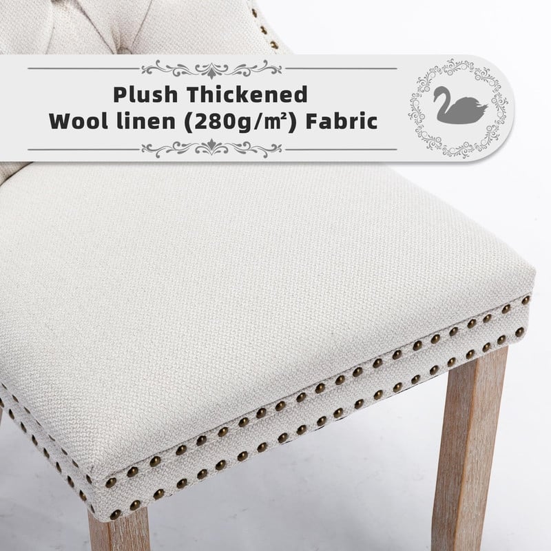 Tufted Naliheads Solid Wood Upholstered Dining Chairs (Set of 4)