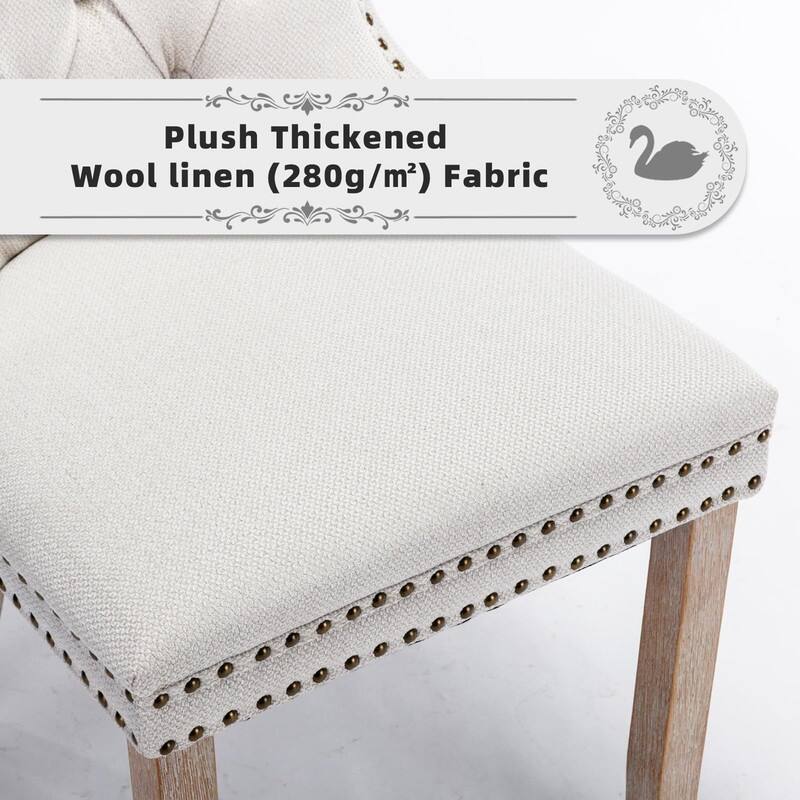 Tufted Naliheads Solid Wood Upholstered Dining Chairs Set of 6