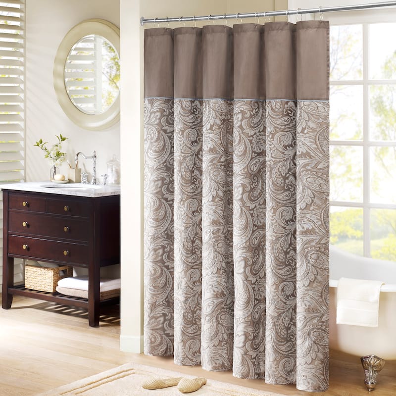 Madison Park Whitman Jacquard Shower Curtain - 72x72" - Blue/Brown
