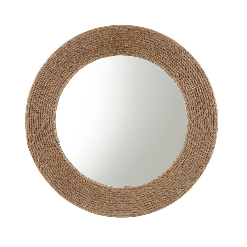 Madison Park Cove Natural Jute Rope Round Wall Mirror 26"