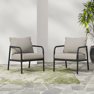 Jansen Outdoor Patio Aluminum Club Chair with Cushions(Set of 2) by Christopher Knight Home