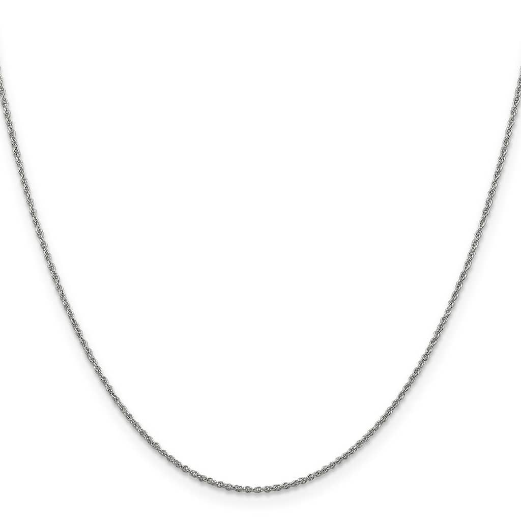 Curata 14k White Gold Solid 1.1mm Baby Rope Chain Necklace Options: 16 18 20 24 30