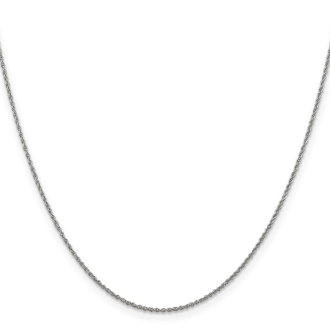 Curata 14k White Gold Solid 1.1mm Baby Rope Chain Necklace