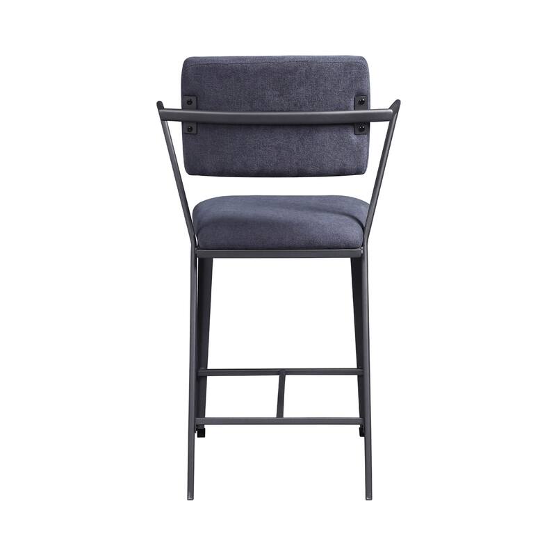Set of 2 Counter Height Chairs with Metal Frame, Gunmetal