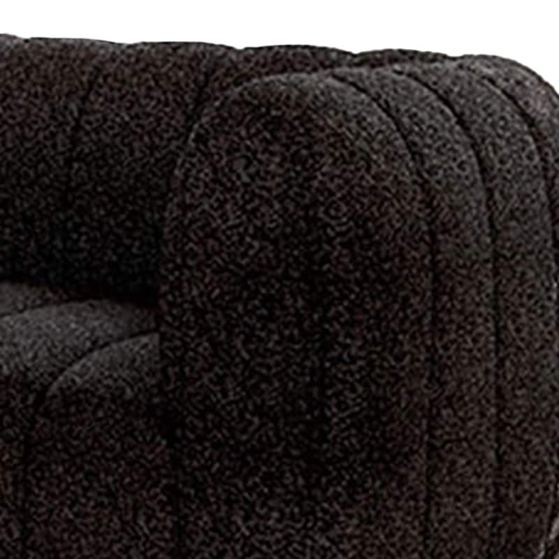 Hery Sofa and Loveseat Set, Black Boucle, Vertical Channel Tufting
