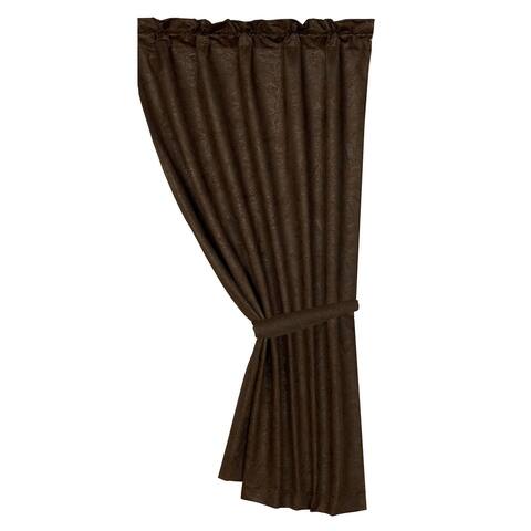 Chocolate Tooled Leather Curtain, 48"X84"