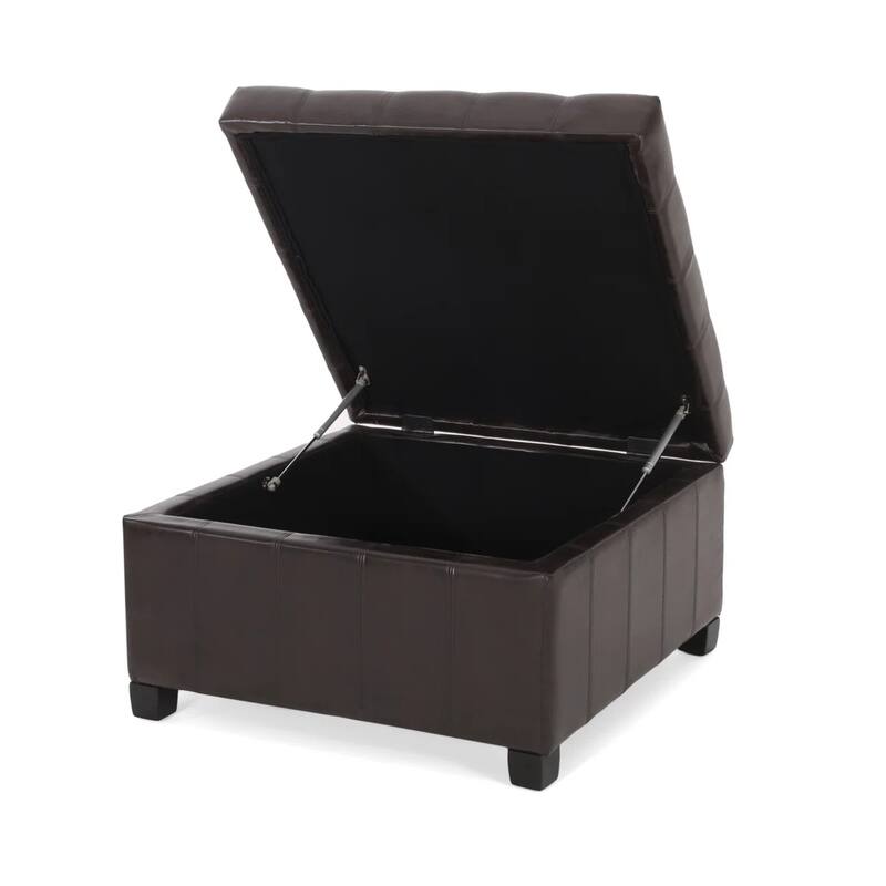Upholstered Tufted PU Leather Storage Ottoman with Soft Close
