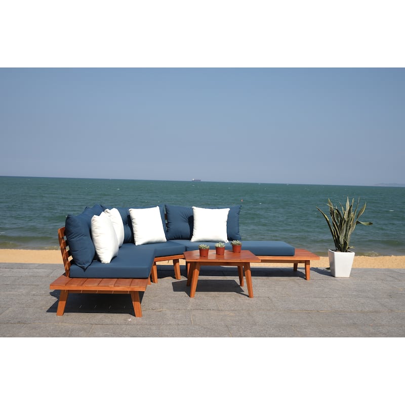 SAFAVIEH Outdoor Giancarla 4-Piece Sectional Sofa Set - 71W x 27D x 29H