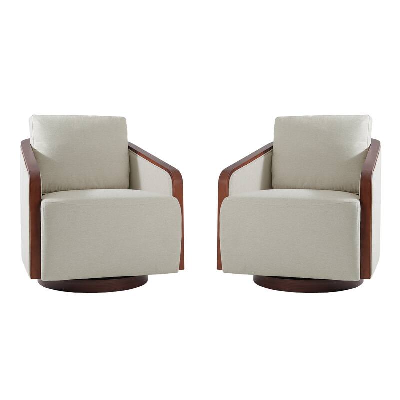 Modern Upholstered Swivel Accent Chair Set of 2