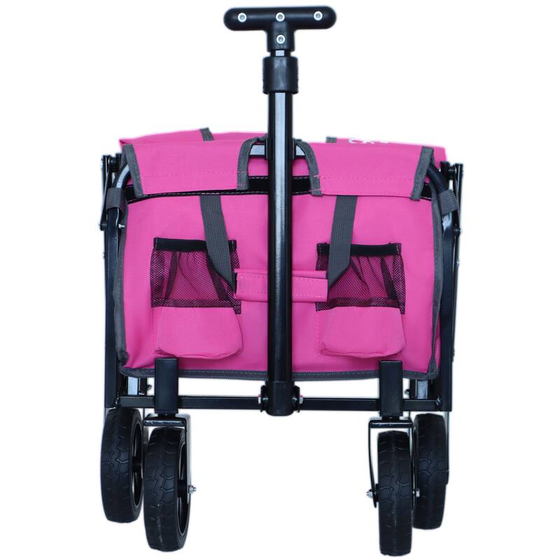 Expandable Dual-Layer Utility Wagon with 100% Extra Space - Grocery Cart for Camping,Shopping,Sports,Gardening,Fishing