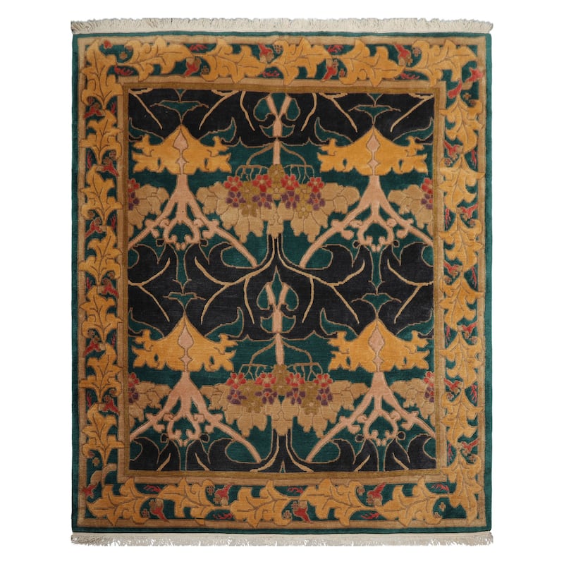 7'8''x10'6'' Hand Knotted Wool Turquoise Tibetan Crafts Plush Pile Rug - 7' 8'' x 10' 6'' - 7' 8'' x 10' 6''