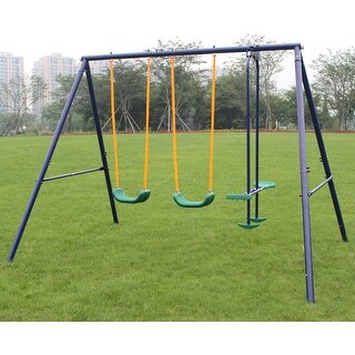 Endless Outdoor Entertainment Metal Swing Set with Glider for Children - 119"L x 74"W x 73"H