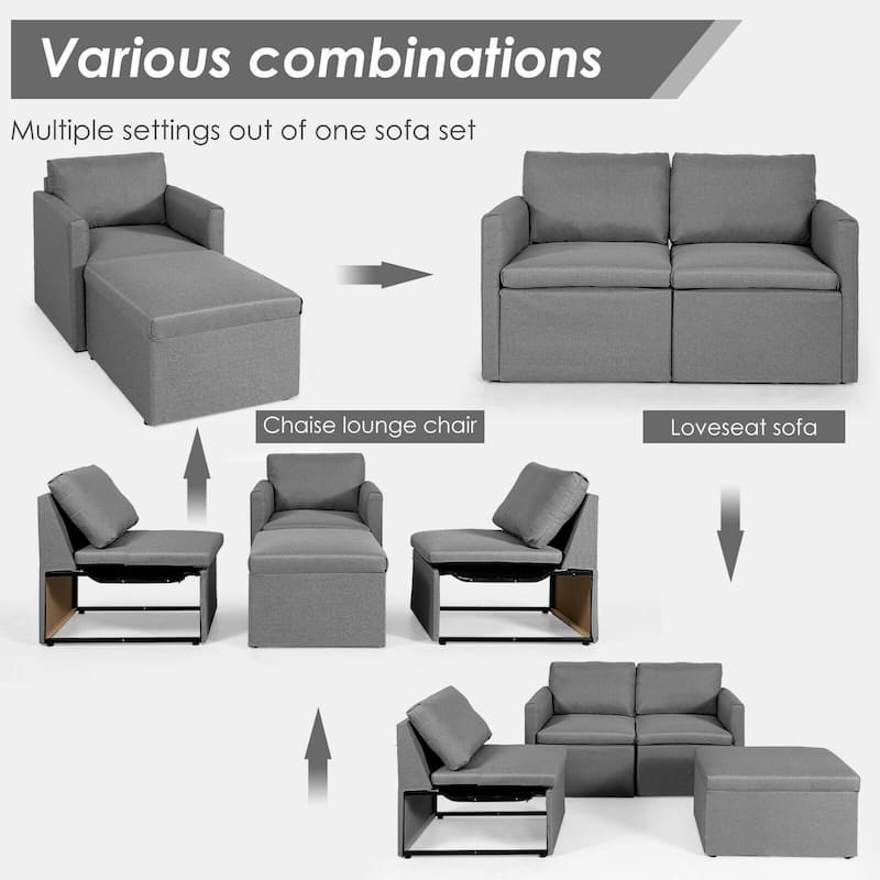 Convertible L-Shaped Sectional Sofa Couch with Reversible Chaise - 75.5" x 58.5" x 31.5" (W x D x H)