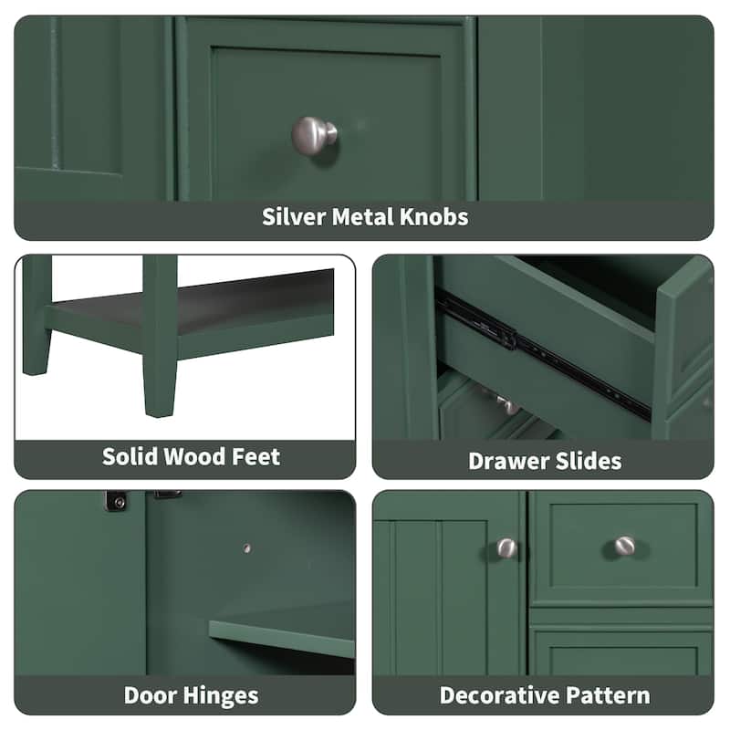 36" Bathroom Vanity with Sink Combo, One Cabinet and Three Drawers, Solid Wood and MDF Board
