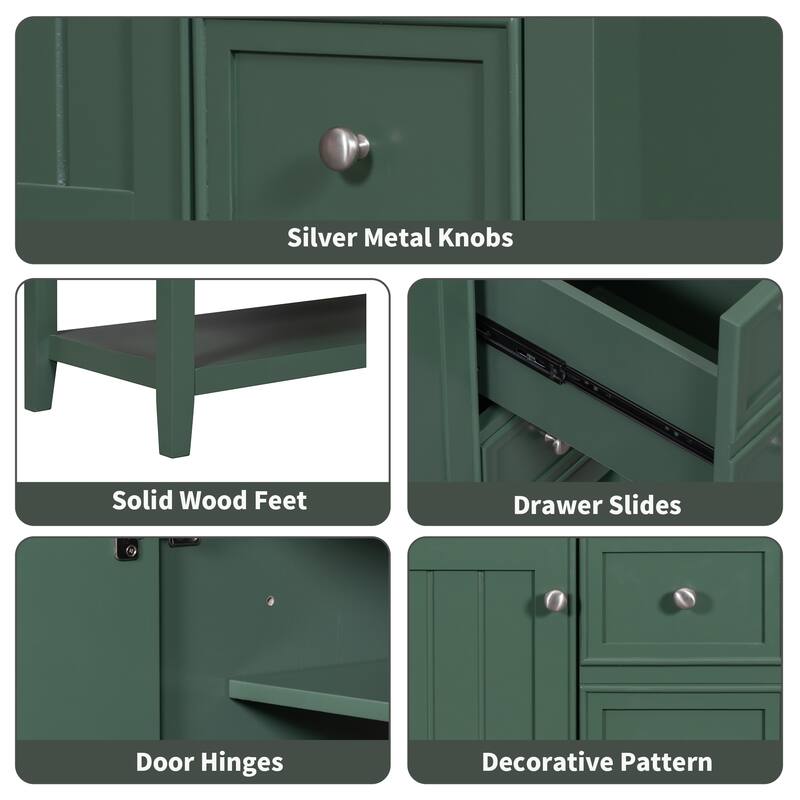 Modern 36" Freestanding Bathroom Vanity with Sink, Cabinet, Three Drawers, and Open Shelf