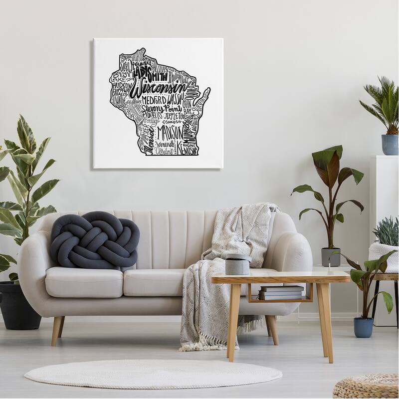 Stupell Wisconsin City Typography Stretched Canvas Wall Art, Design by The Saturday Evening Post