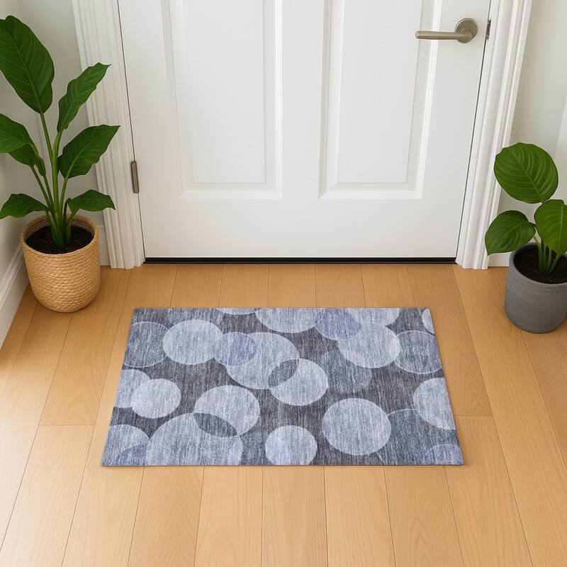 Premium Washable Super Soft Contemporary Bubbles Mayfield Rug - Denim - 1'8" x 2'6"