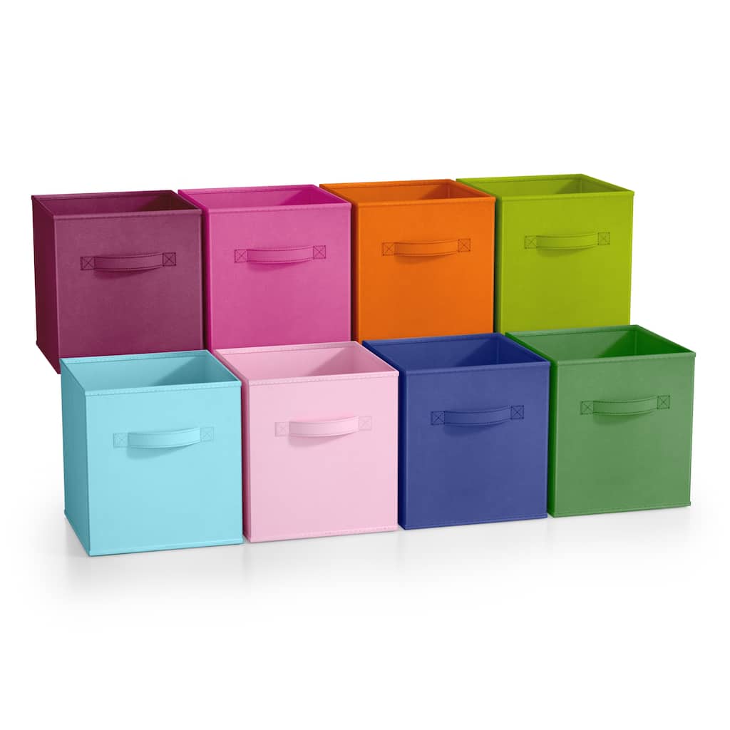 Sorbus Fabric Storage Bins 11" Foldable Cubes Multicolored With Handles For Pantry, Cubbies, Toy And Closet Organization- 8Pk