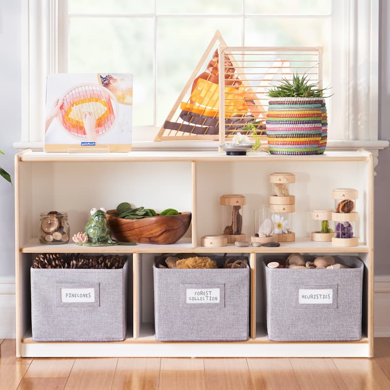 Guidecraft EdQ Essentials Two Shelf 5 Compartment Storage 24''