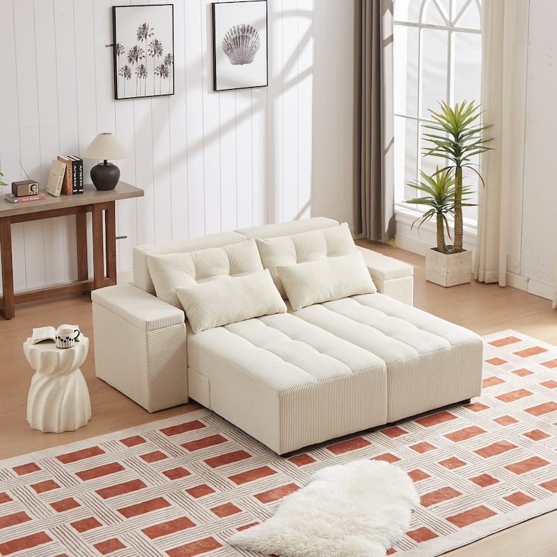 94'' Corduroy 3-in-1 Convertible Sofa with Storage