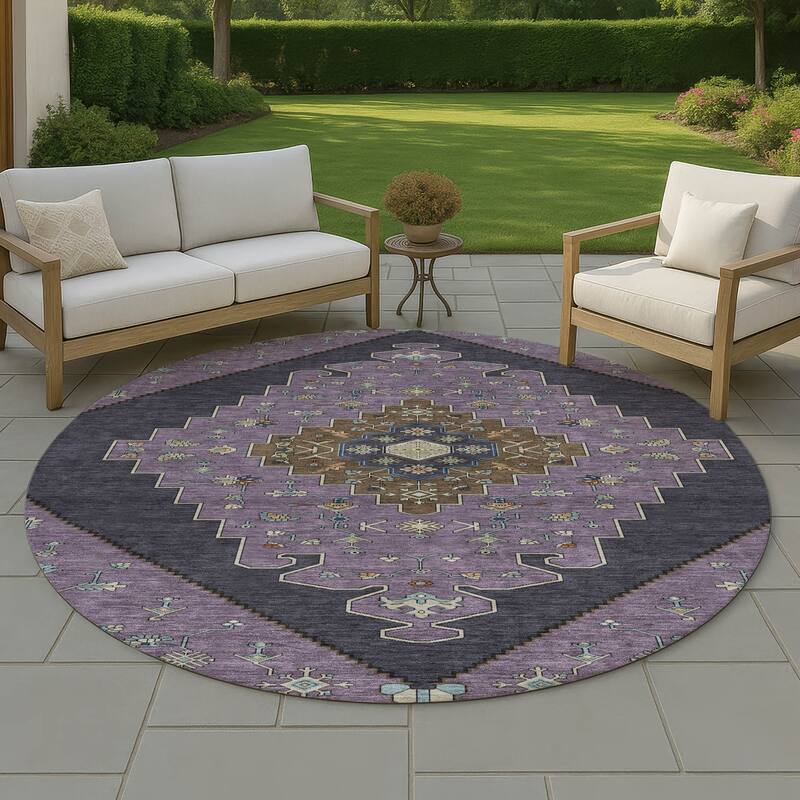 Machine Washable Indoor/ Outdoor Global Marrakesh Chantille Rug - Plum - 8' x 8'