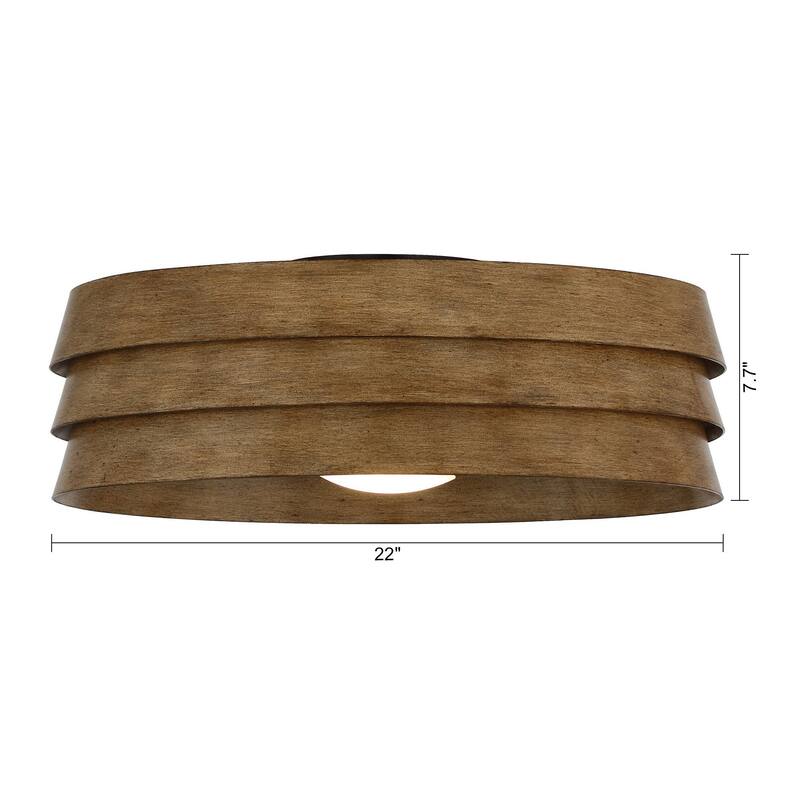 22" Farmhouse Flush Mount Ceiling Fan with LED Light