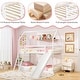 preview thumbnail 5 of 8, Gymax Twin Over Twin House Bunk Bed w/ Slide Solid Wood Low Bunk Bed