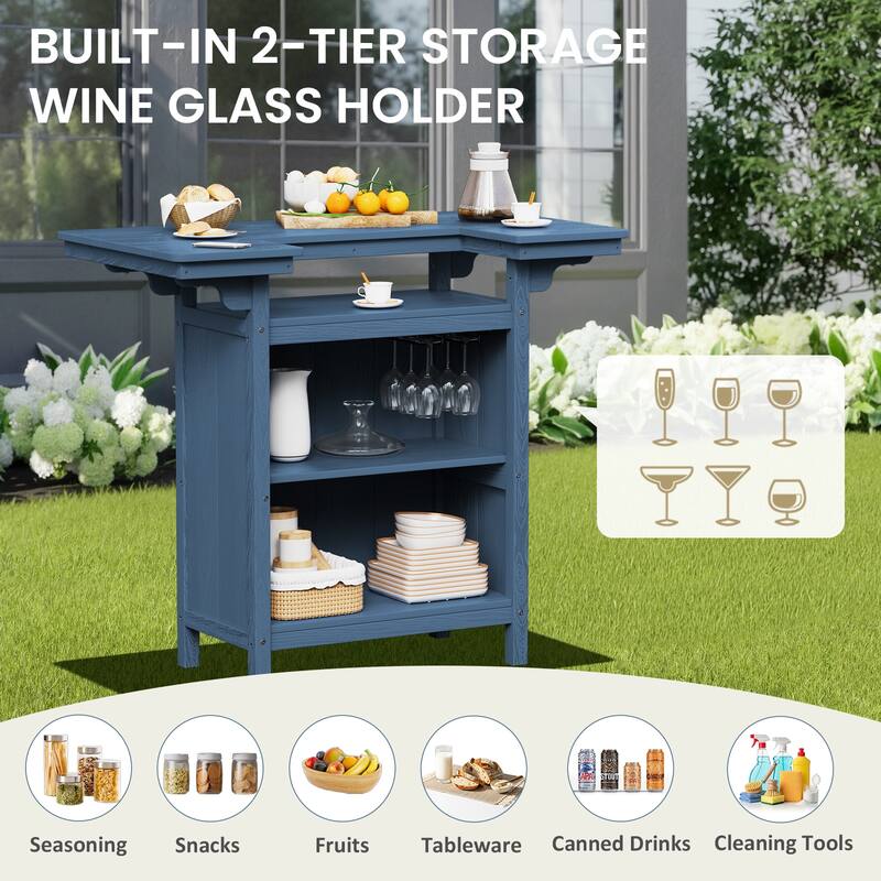 HDPE Indoor/Outdoor Bar Table with Storage Shelves