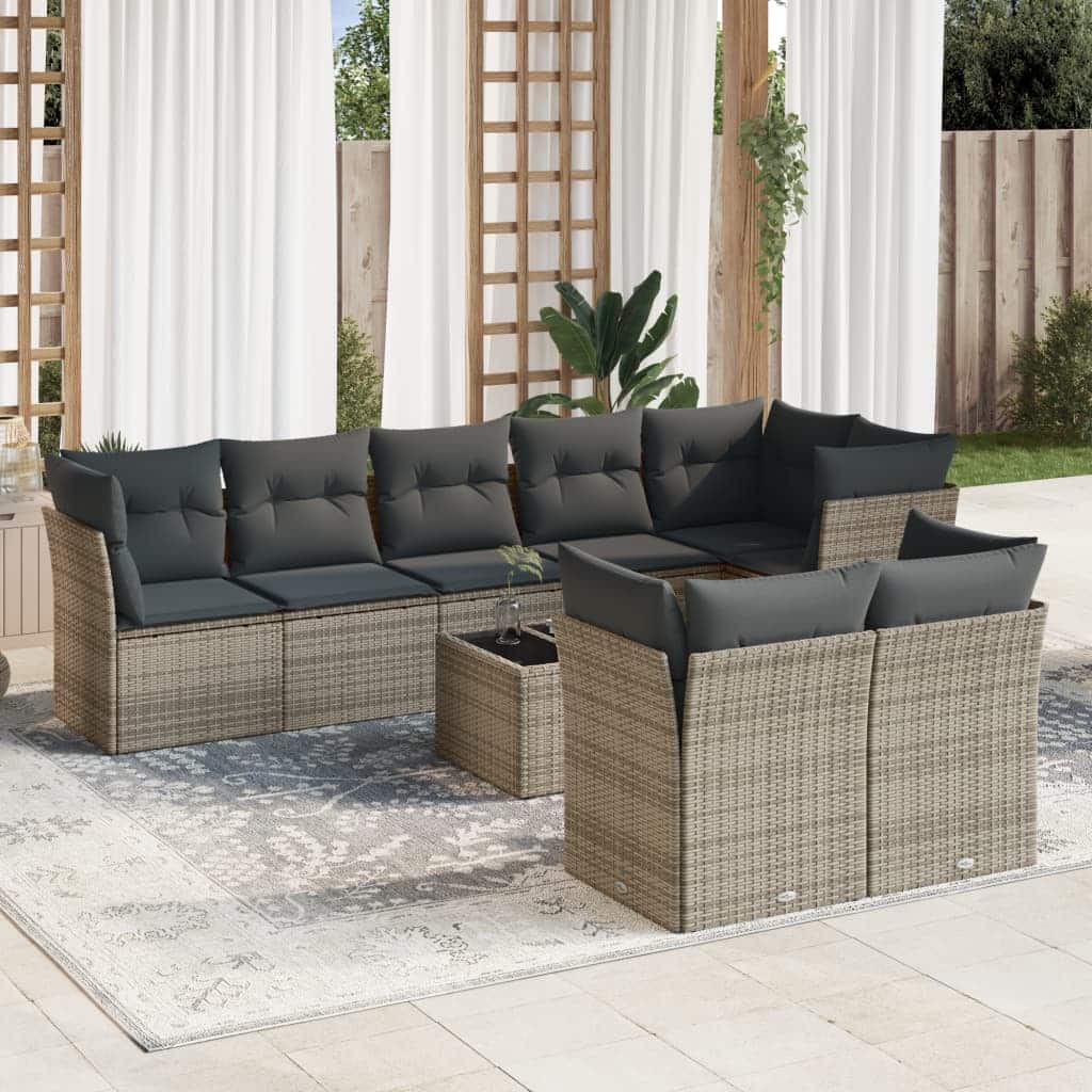 vidaXL Garden Sofa Set Grey, Dark Grey - 21.7 x 21.7 x 14.6