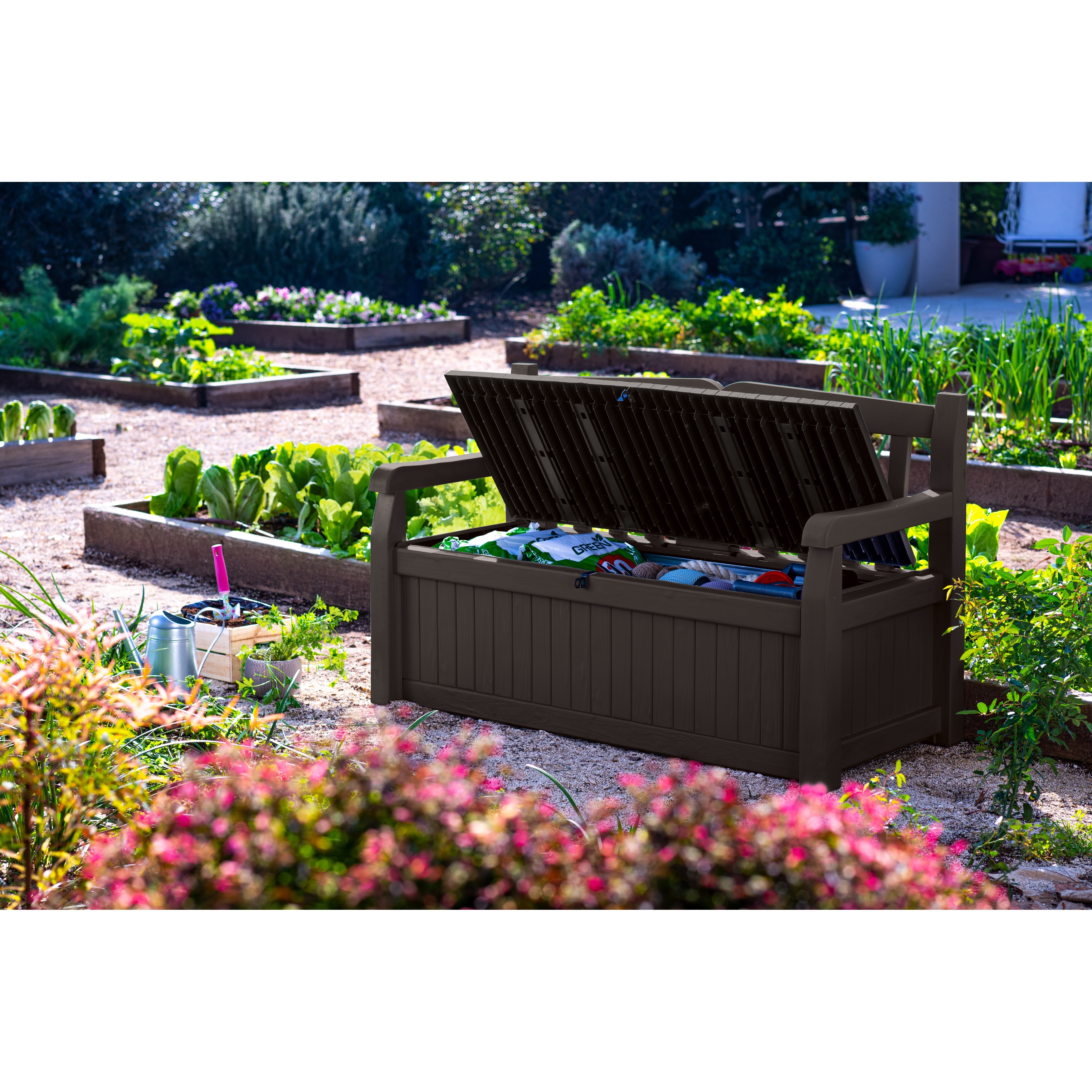 Keter Solana 70 Gallon Resin Elegant Outdoor Storage Deck Box and