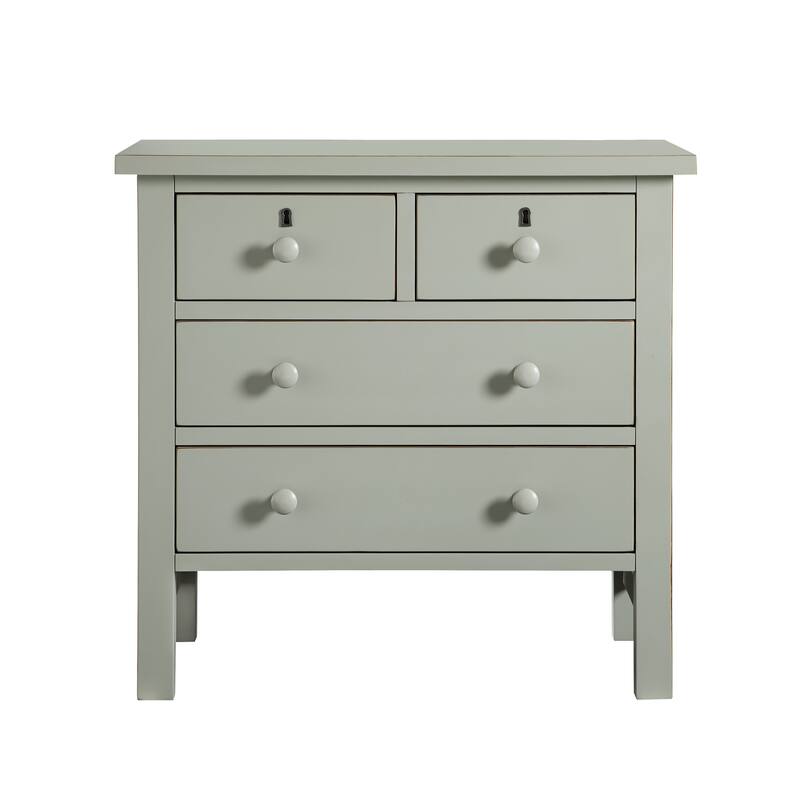 4- Drawer Nightstand with Dovetail Construction and Wooden Knobs