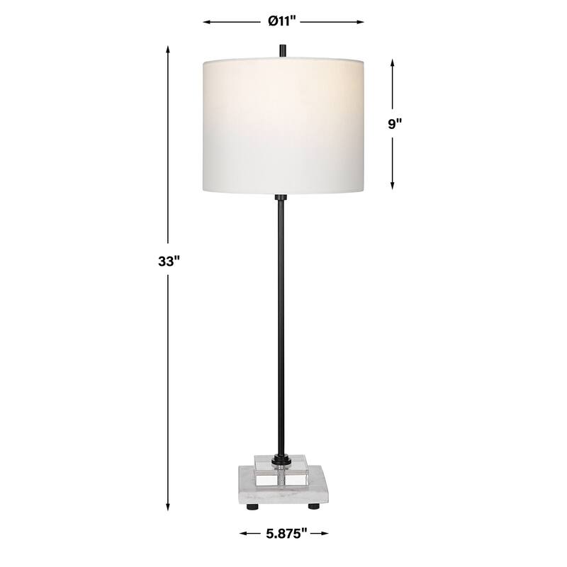 Buffet Lamp with Drum Shade and Marble Base - 33"