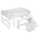 preview thumbnail 5 of 7, Full Size Low Study Loft Bed with Rolling Portable Desk and Chair,Multiple Functions Bed for Kids