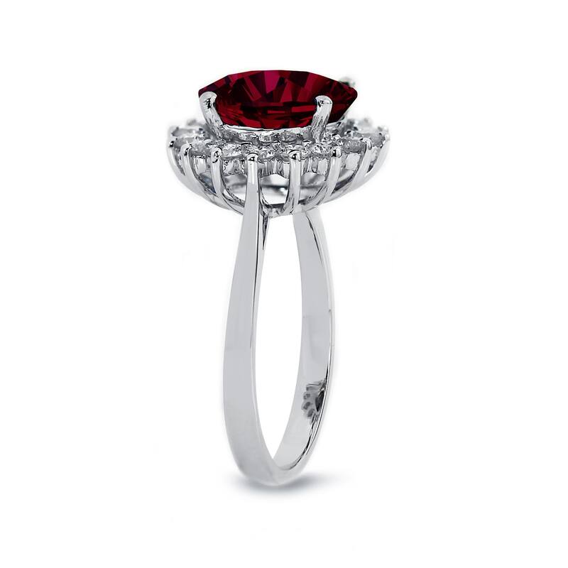 Auriya 9 1/4ct Round Ruby Sunburst Halo Diamond Ring 1ctw 18K Gold